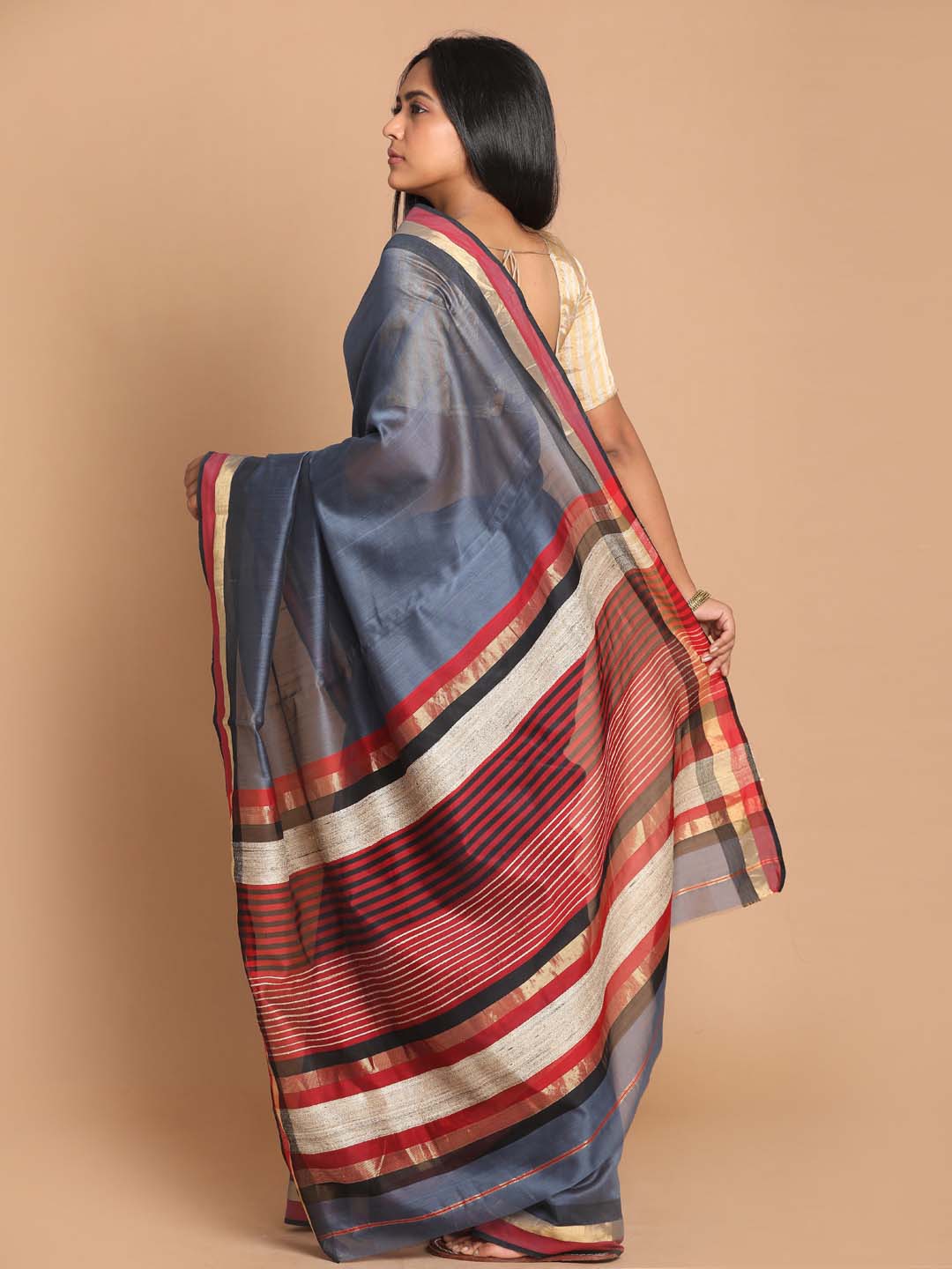 Indethnic Maheshwari Handloom Silk Cotton Saree - View 3