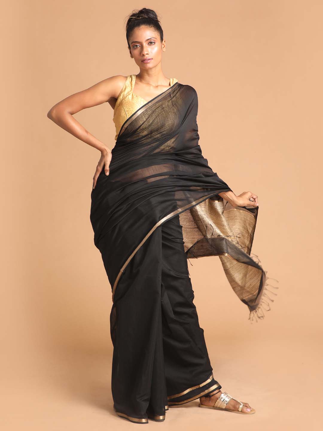 Indethnic Maheshwari Handloom Silk Cotton Saree - View 1