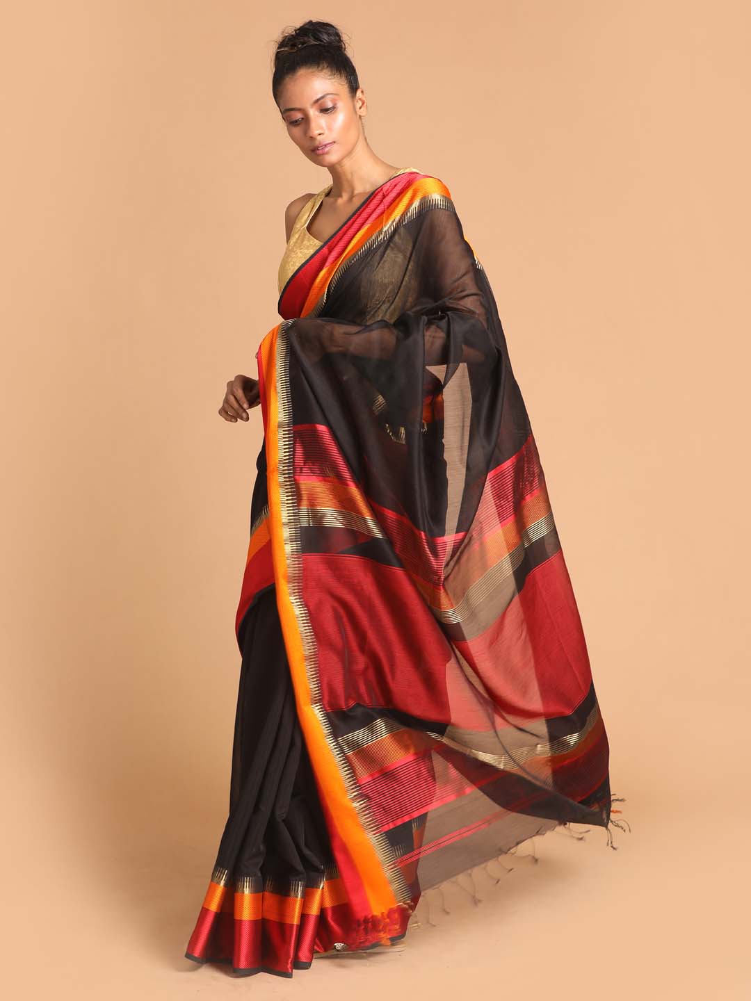 Indethnic Maheshwari Handloom Silk Cotton Saree - View 2