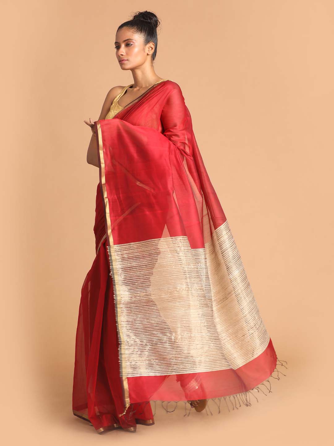 Indethnic Maheshwari Handloom Silk Cotton Saree - View 2