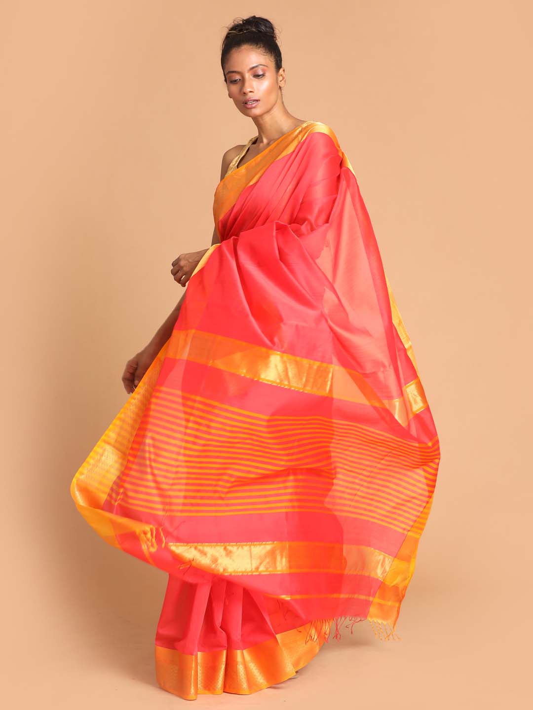 Indethnic Maheshwari Handloom Silk Cotton Saree - View 2