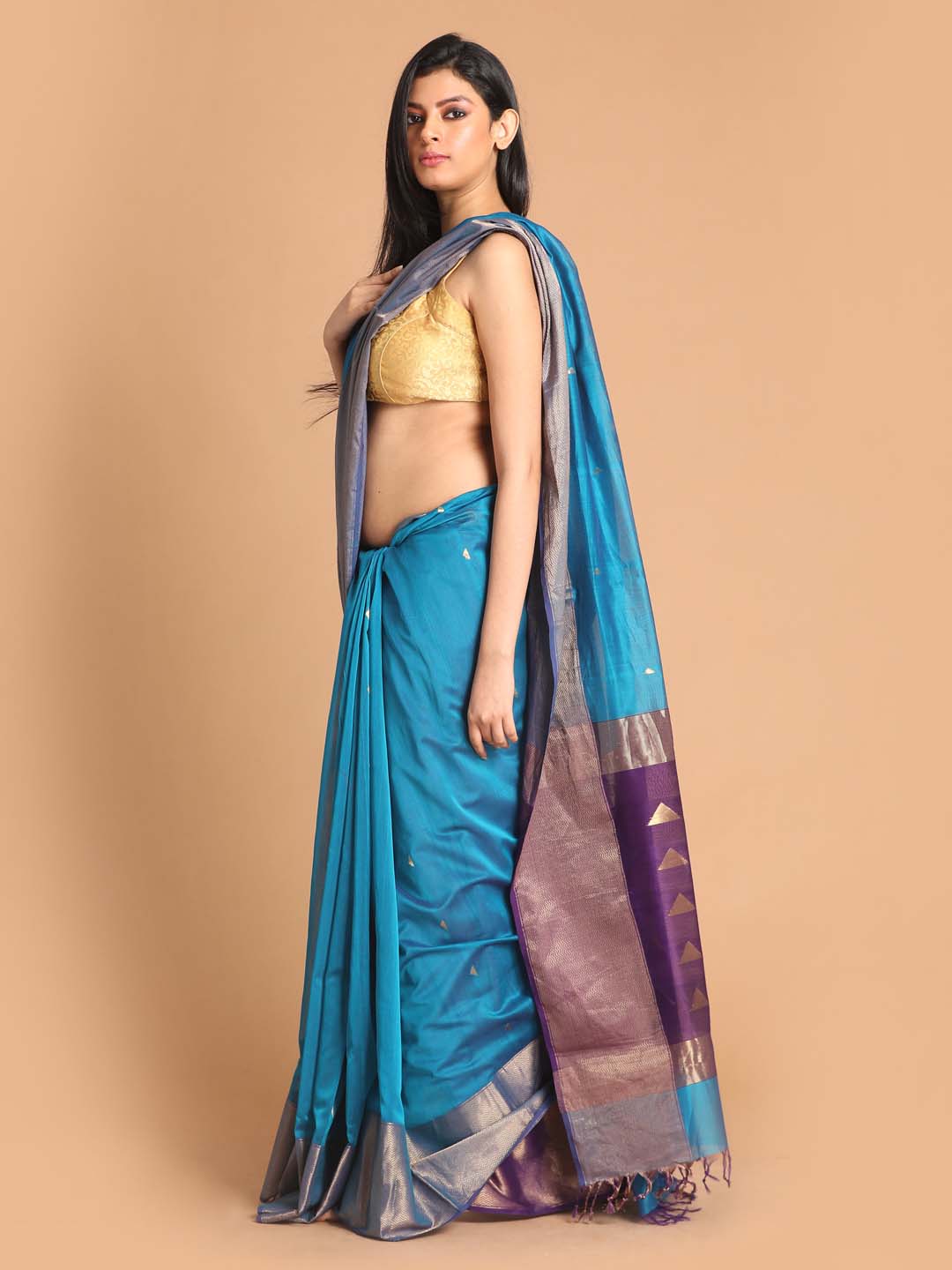 Indethnic Maheshwari Handloom Silk Cotton Saree - View 2