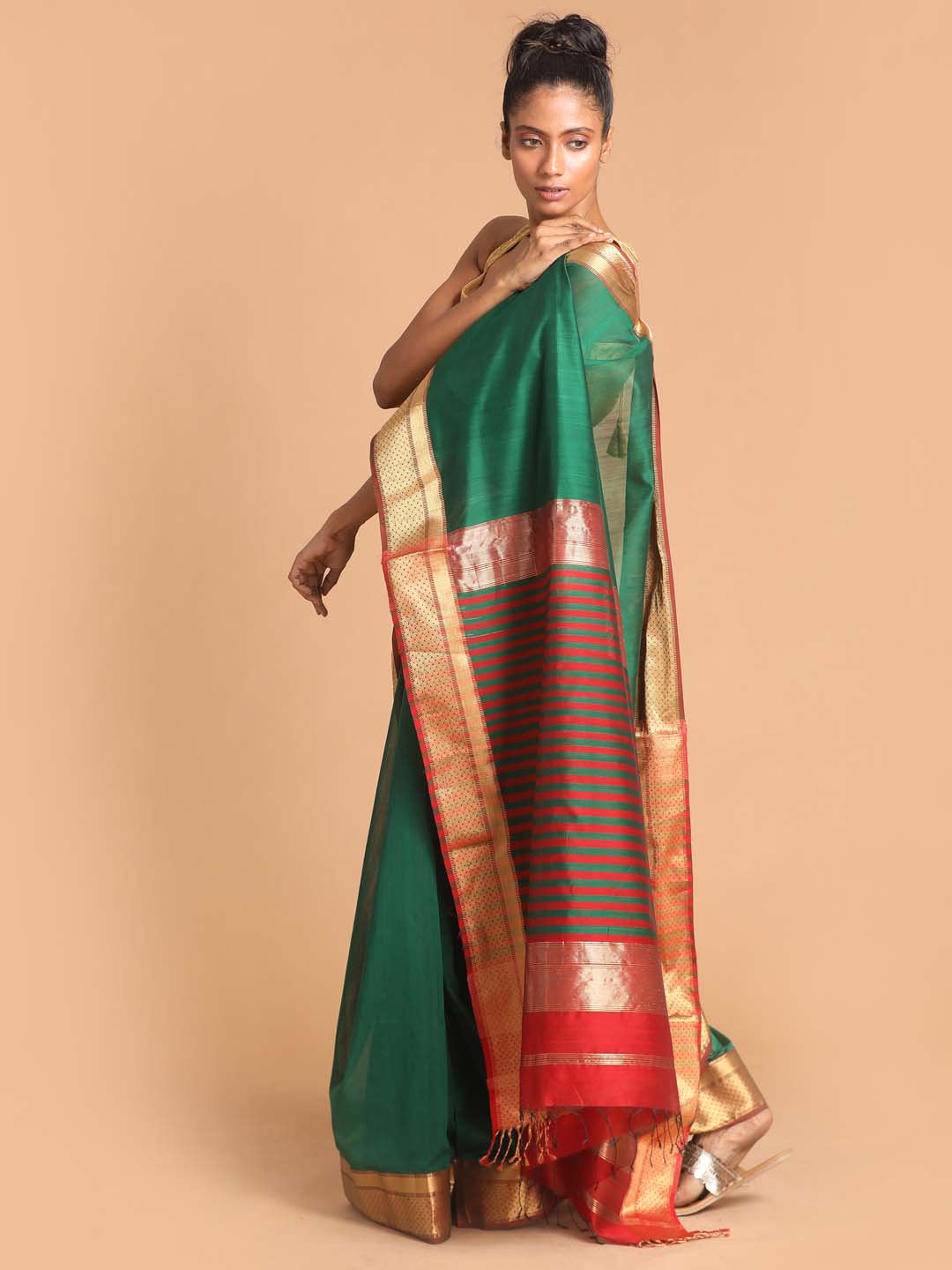 Indethnic Maheshwari Handloom Silk Cotton Saree - View 2