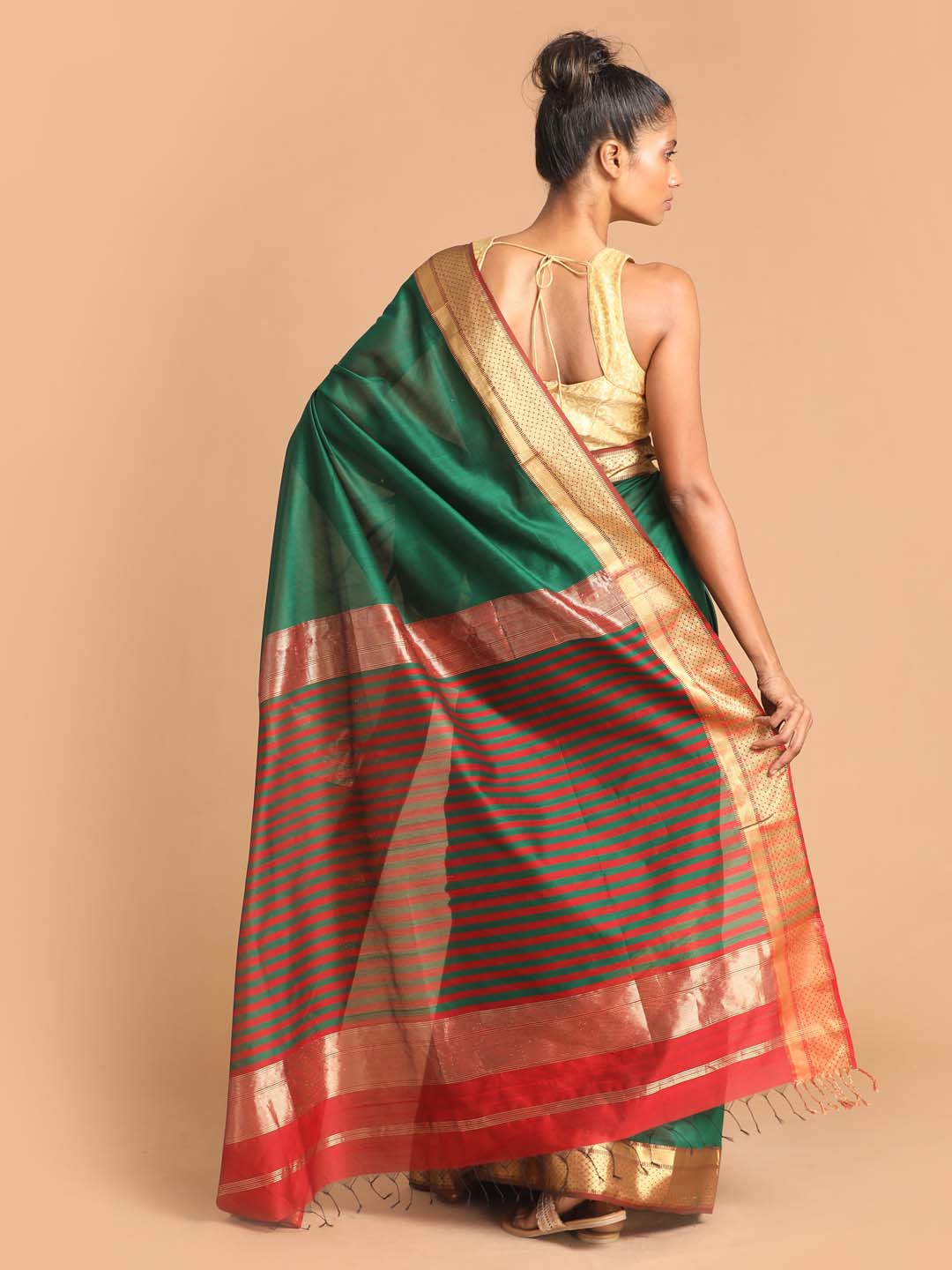 Indethnic Maheshwari Handloom Silk Cotton Saree - View 3