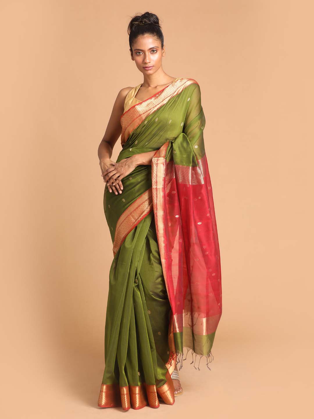 FILMY HARA RANG (MAHESHWARI SILK COTTON SAREE)