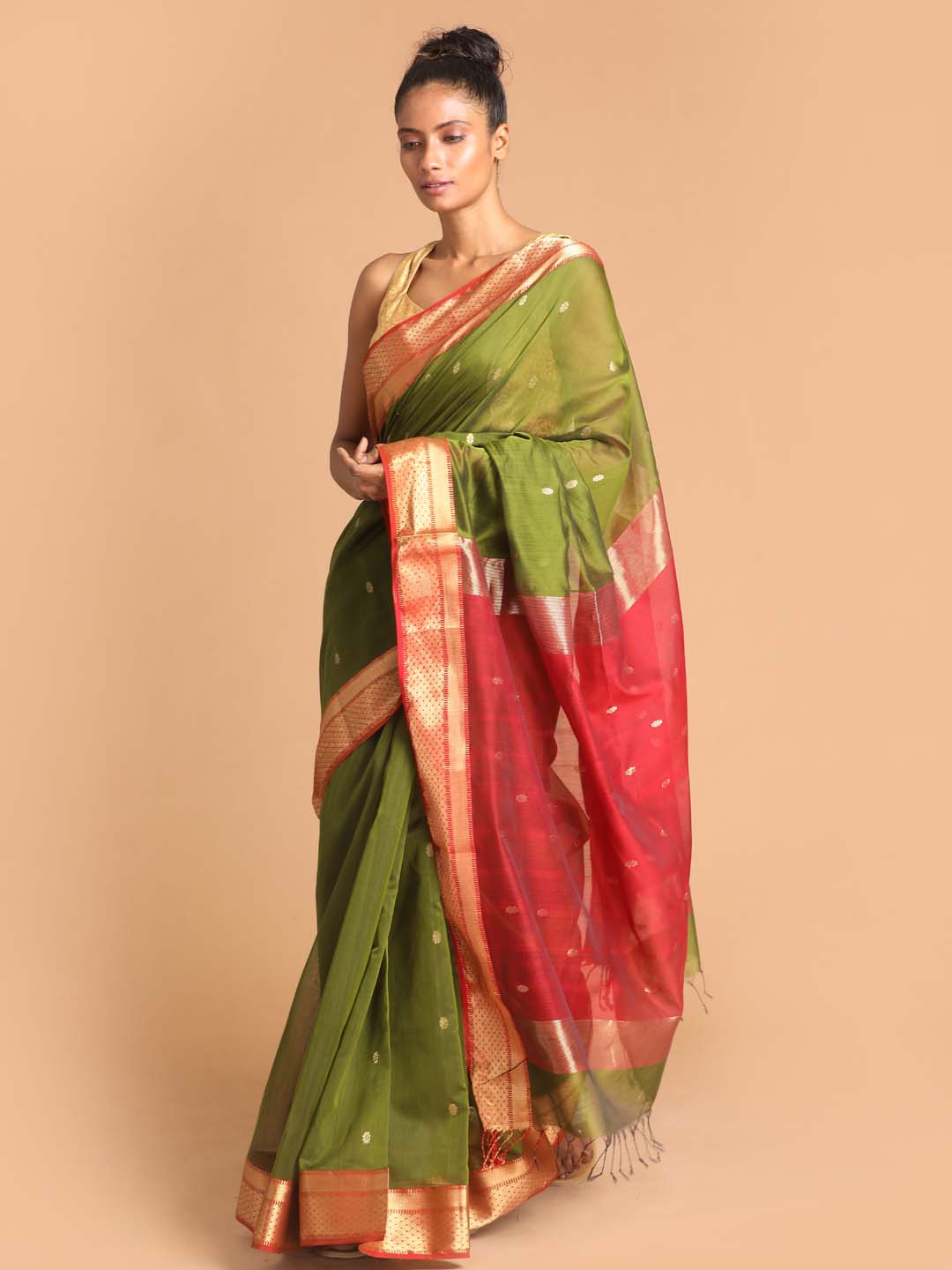 Indethnic Maheshwari Handloom Silk Cotton Saree - View 2