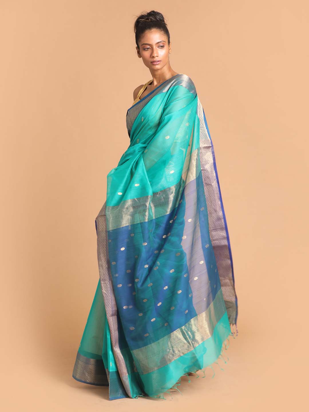 Indethnic Maheshwari Handloom Silk Cotton Saree - View 2