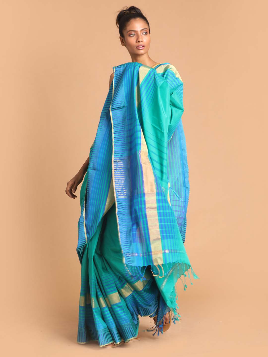 Indethnic Maheshwari Handloom Silk Cotton Saree - View 2