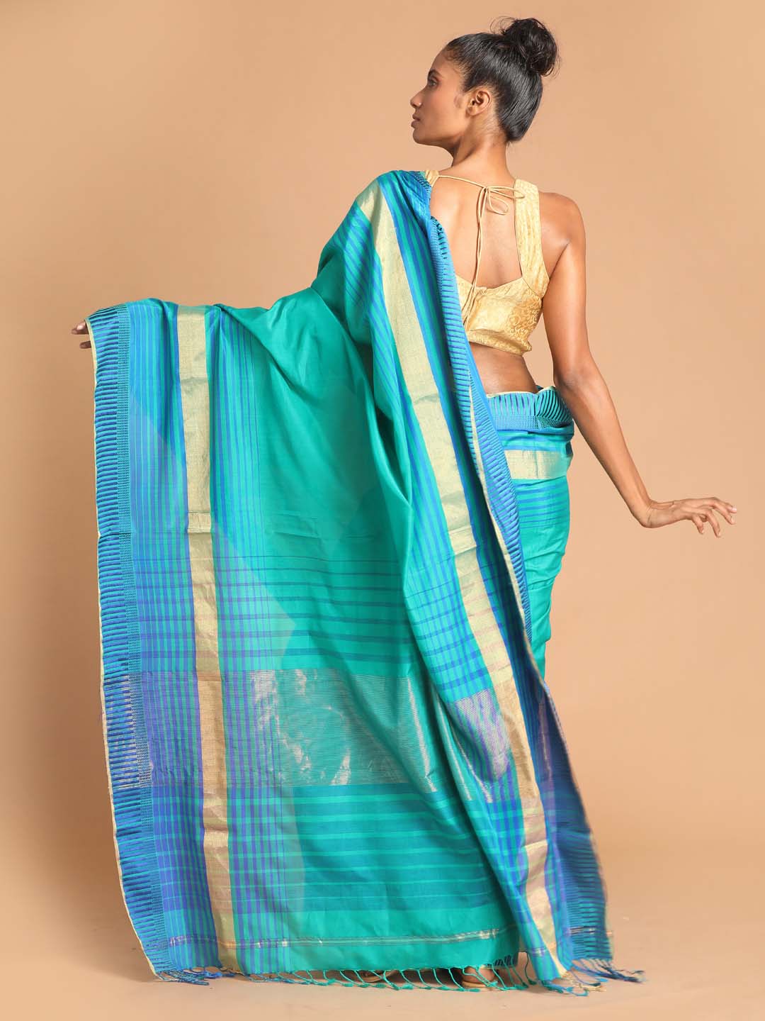 Indethnic Maheshwari Handloom Silk Cotton Saree - View 3