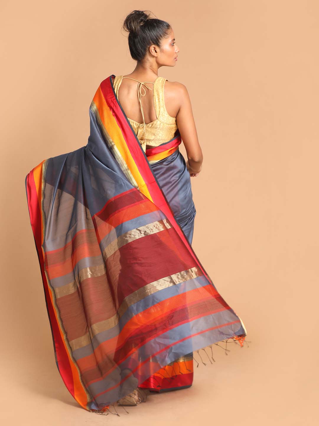 Indethnic Maheshwari Handloom Silk Cotton Saree - View 3