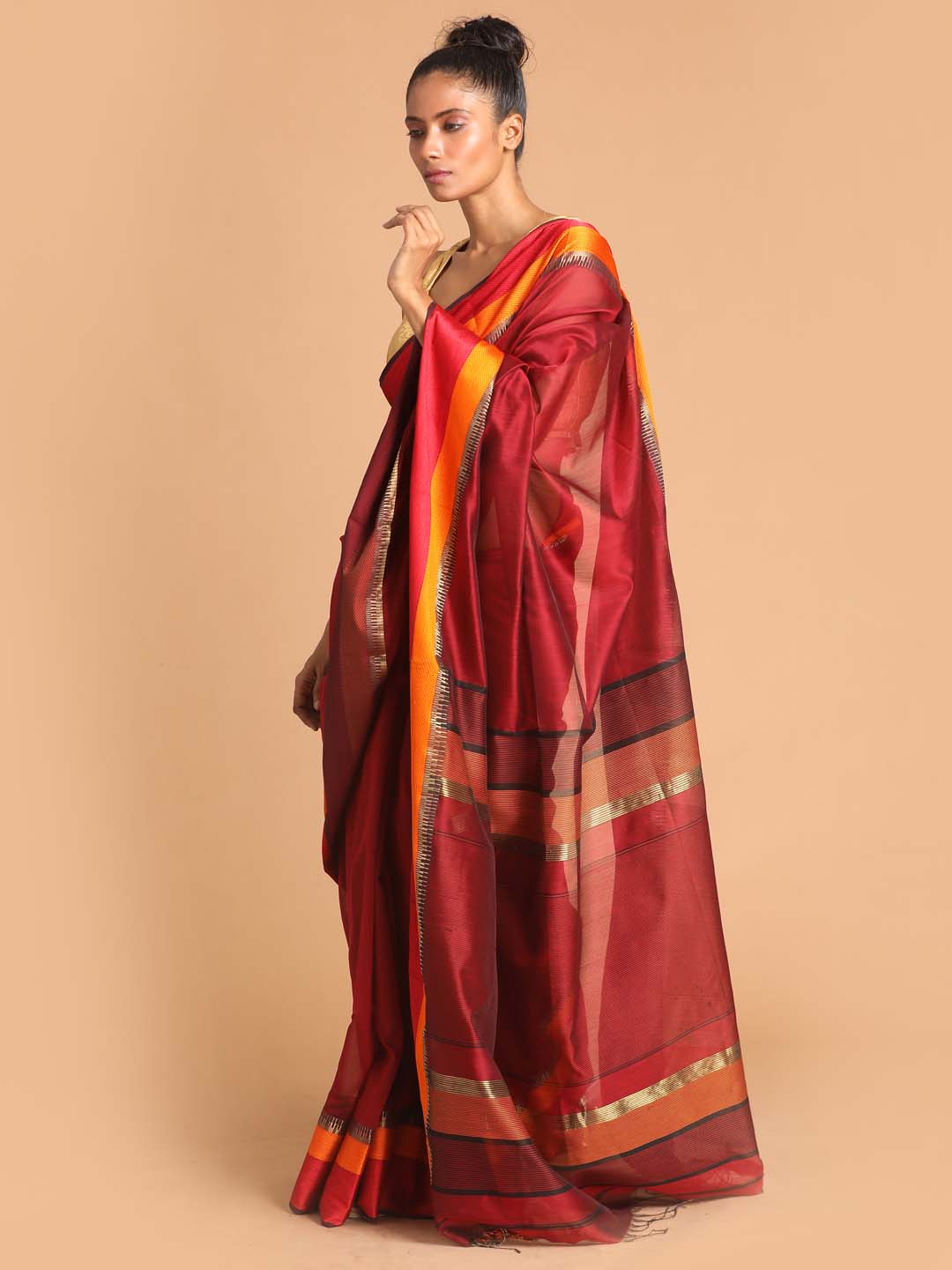 Indethnic Maheshwari Handloom Silk Cotton Saree - View 2