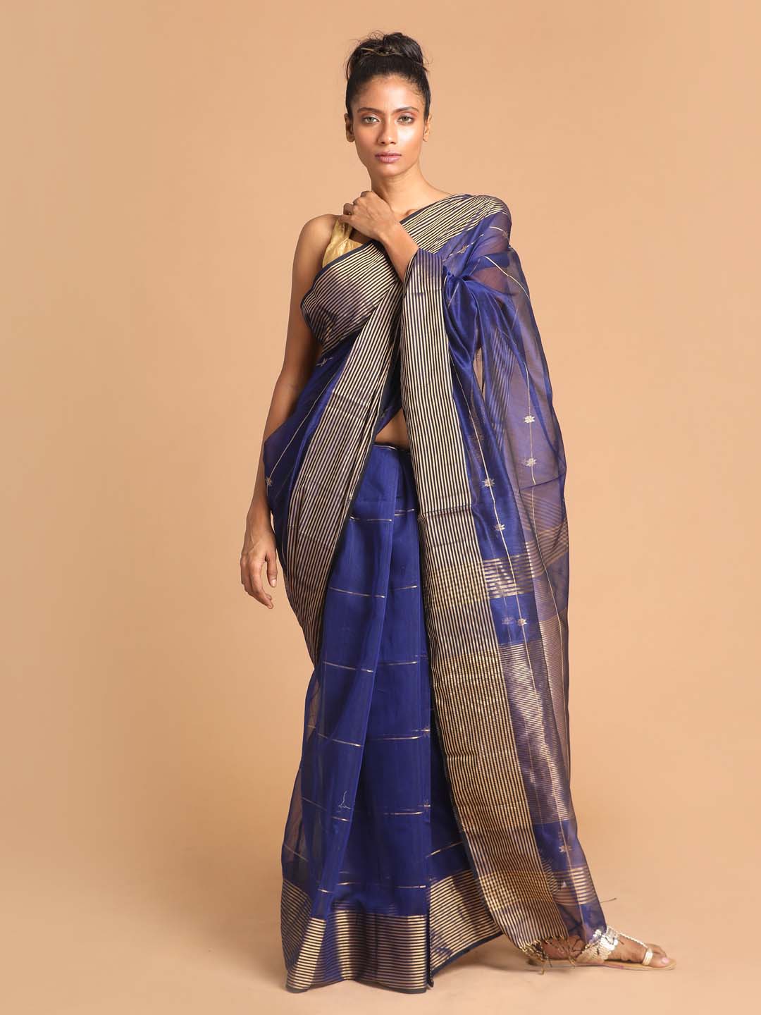 Indethnic Maheshwari Handloom Silk Cotton Saree - View 1