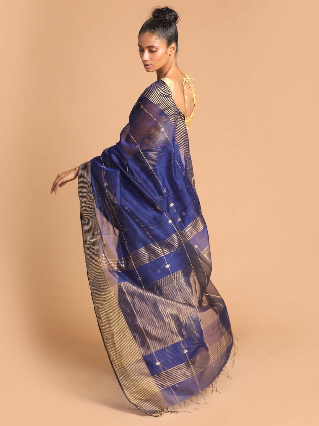 Indethnic Maheshwari Handloom Silk Cotton Saree - View 3