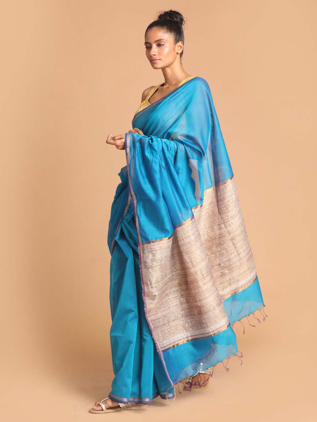 Indethnic Maheshwari Handloom Silk Cotton Saree - View 2