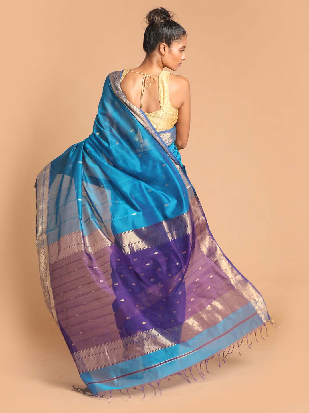 Indethnic Maheshwari Handloom Silk Cotton Saree - View 3