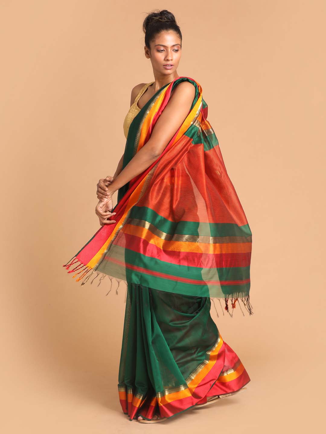 Indethnic Maheshwari Handloom Silk Cotton Saree - View 2