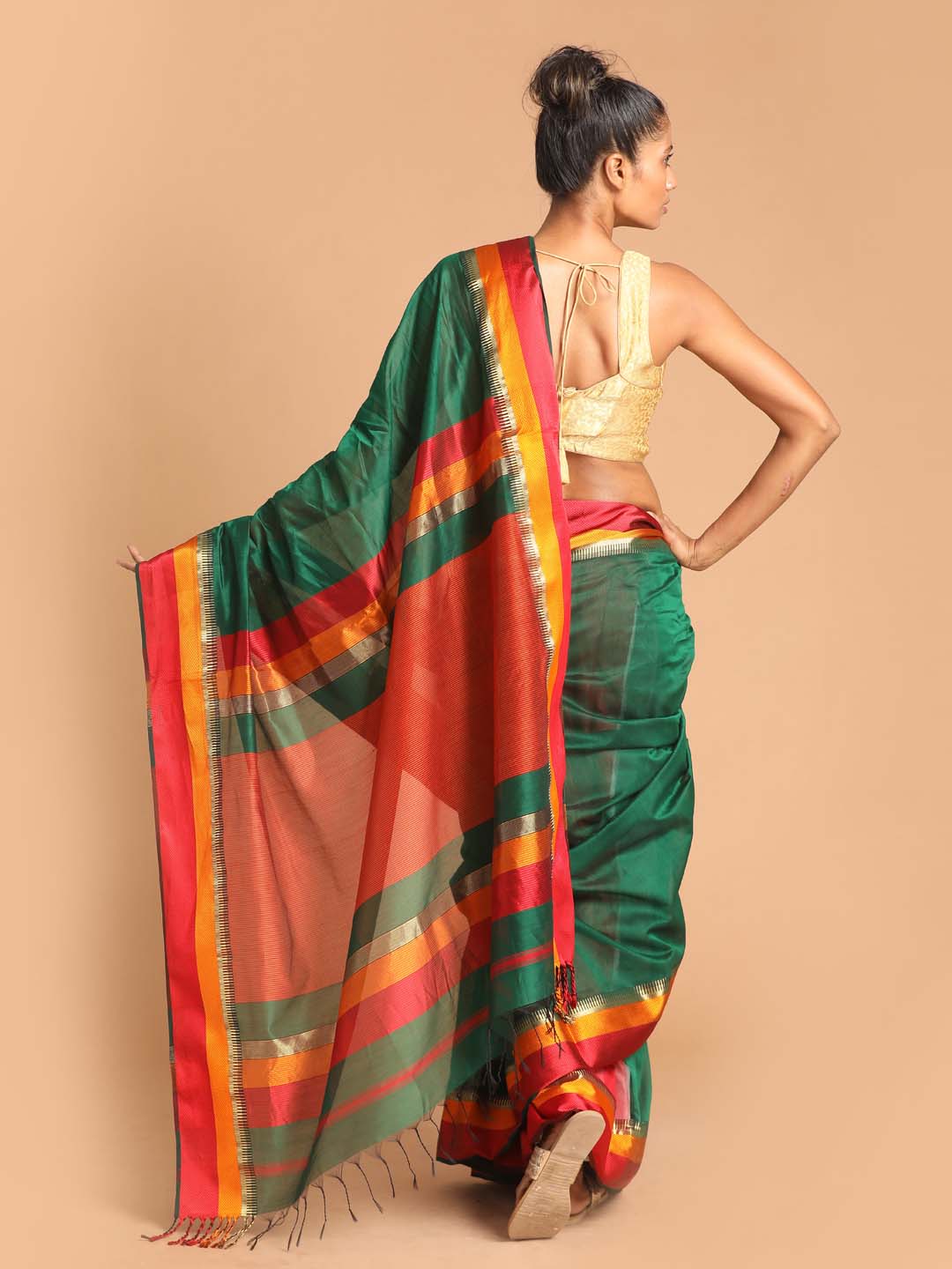 Indethnic Maheshwari Handloom Silk Cotton Saree - View 3