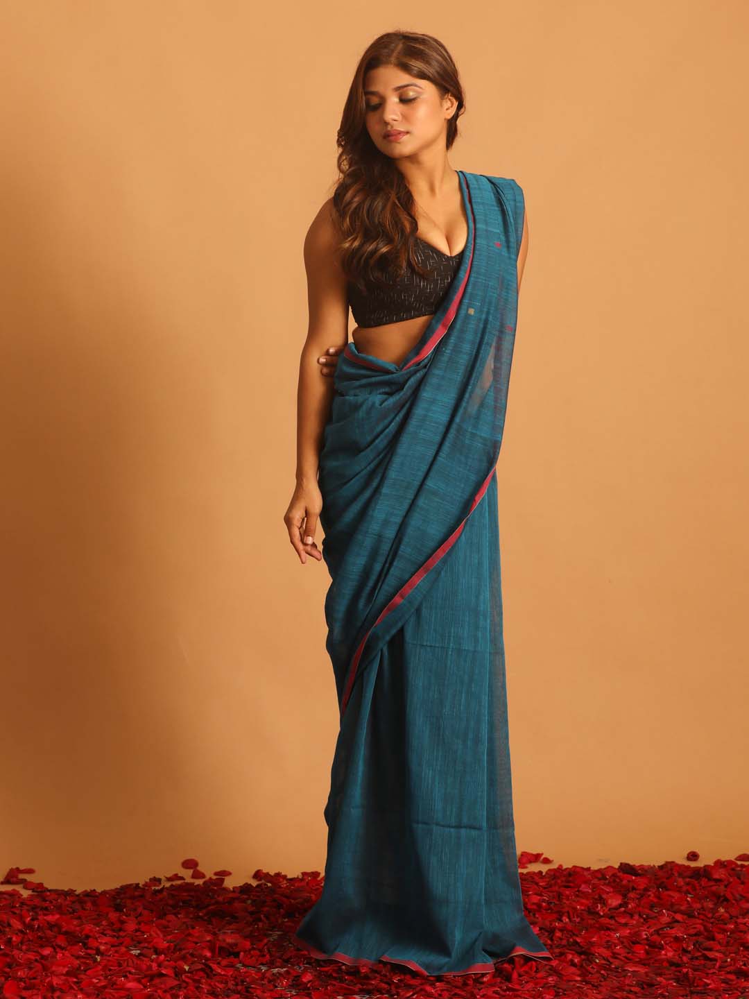 Indethnic Blue Pure Cotton Woven Design Design Sarees - View 1