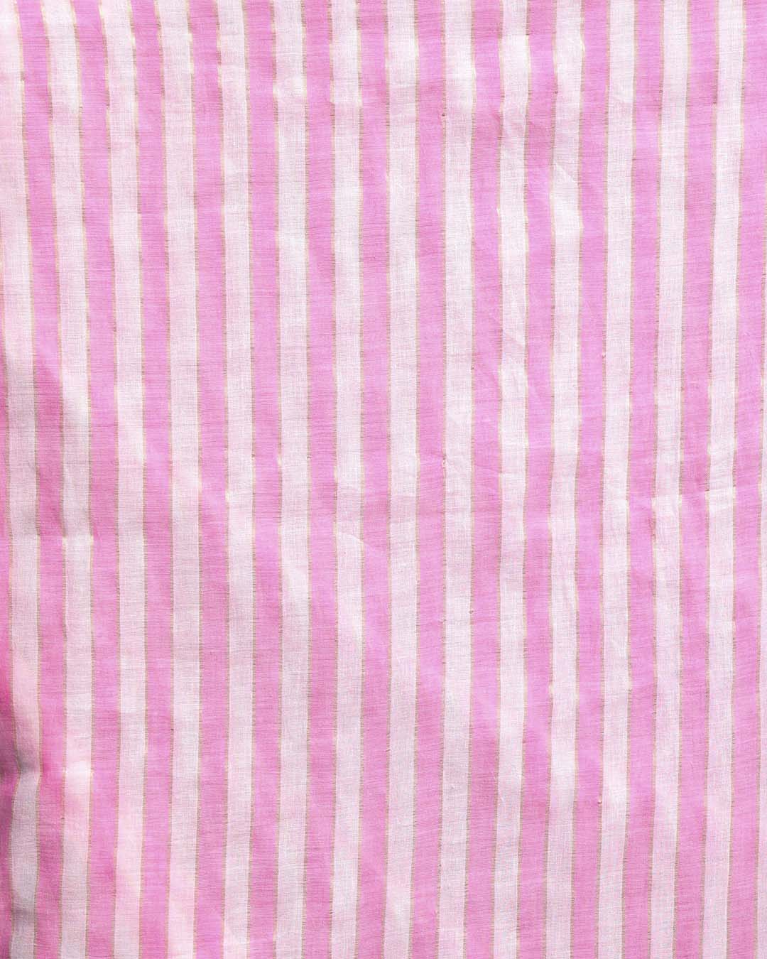Indethnic Pink Pure Cotton Color Blocked Design Sarees - Saree Detail View