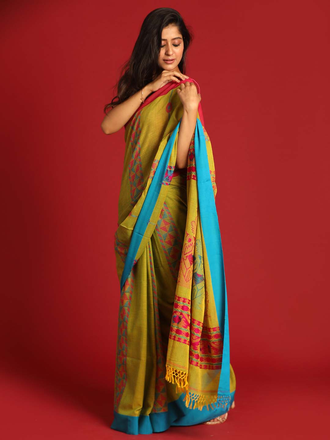 Indethnic Mustard Pure Cotton Ethnic Motifs Design Jamdani - View 2