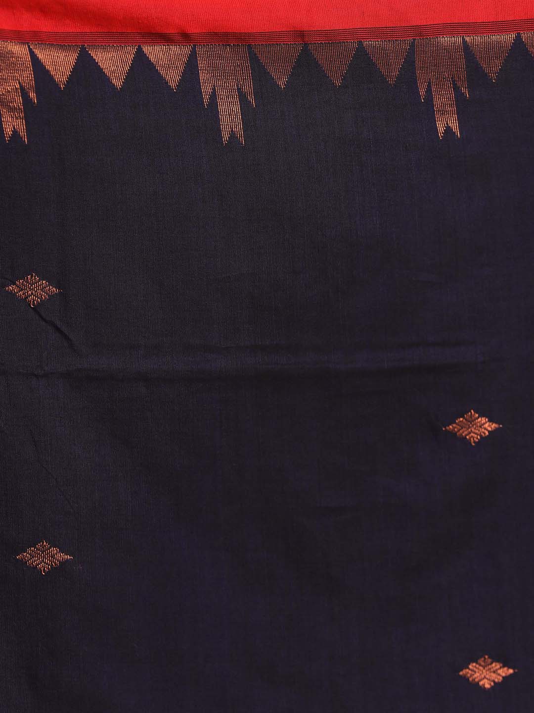 Indethnic Navy Blue Pure Cotton Ethnic Motifs Design Jamdani - Saree Detail View
