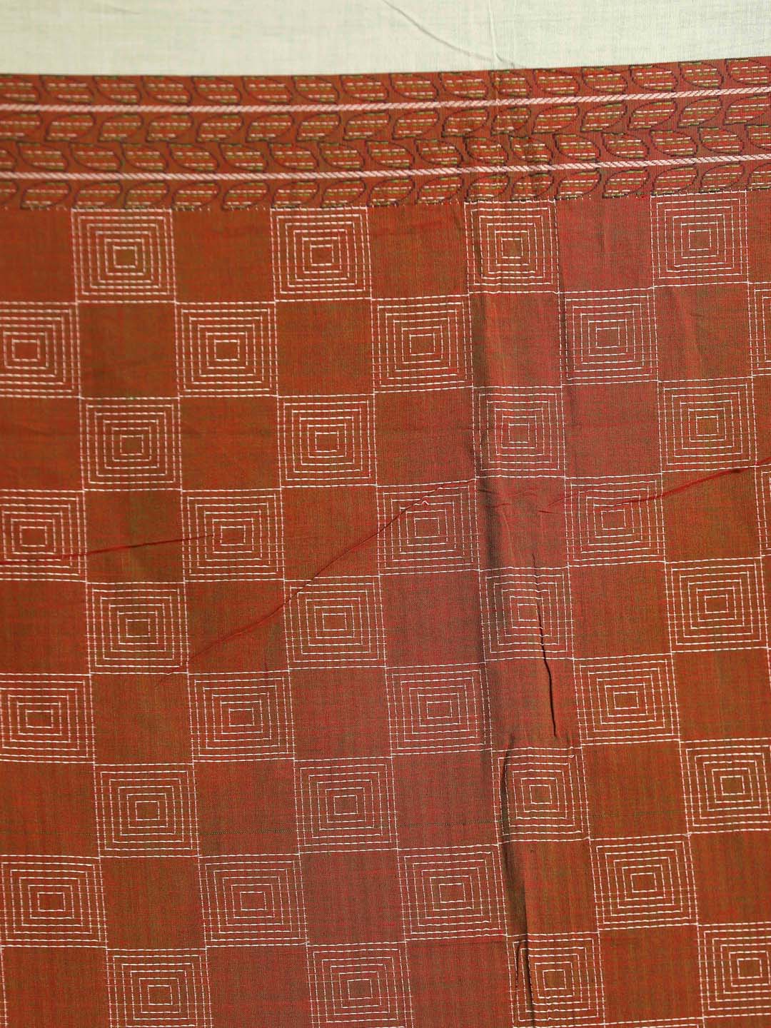 Indethnic Rust Pure Cotton Ethnic Motifs Design Jamdani - Saree Detail View
