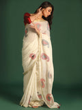 Indethnic White Pure Linen Ethnic Motifs Design Jamdani - View 1