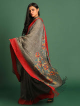GREY TRANQUIL (HANDLOOM PURE LINEN SAREE)