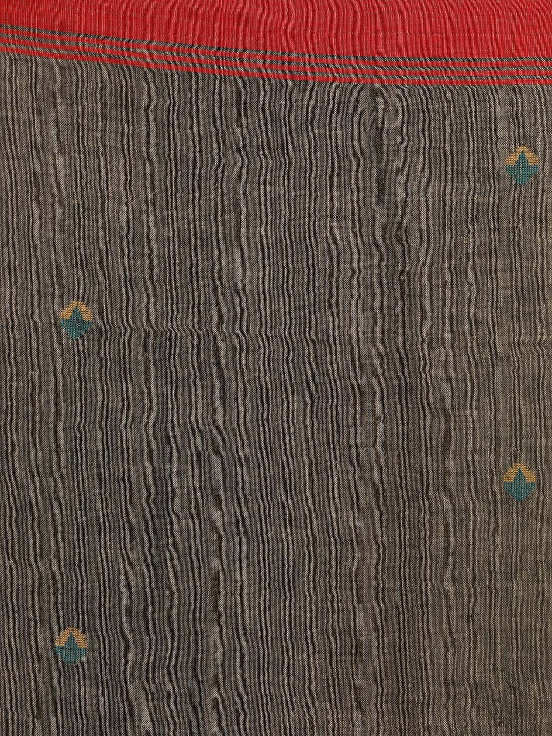Indethnic Grey Pure Linen Ethnic Motifs Design Jamdani - Saree Detail View
