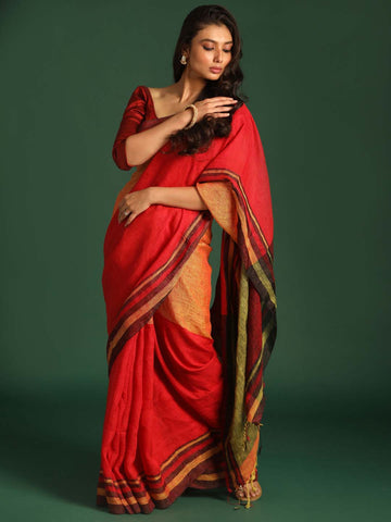 SPECTRUM HARMONY (HANDLOOM PURE LINEN SAREE)