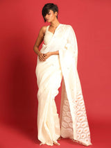 WHITE MIRAGE (JAMDANI 100% PURE SILK SAREE)