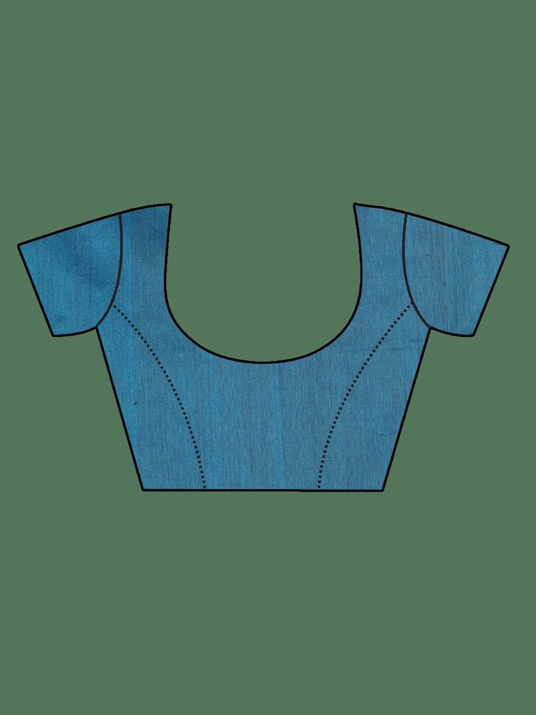Indethnic Blue Pure Silk Ethnic Motifs Design Jamdani - Blouse Piece View