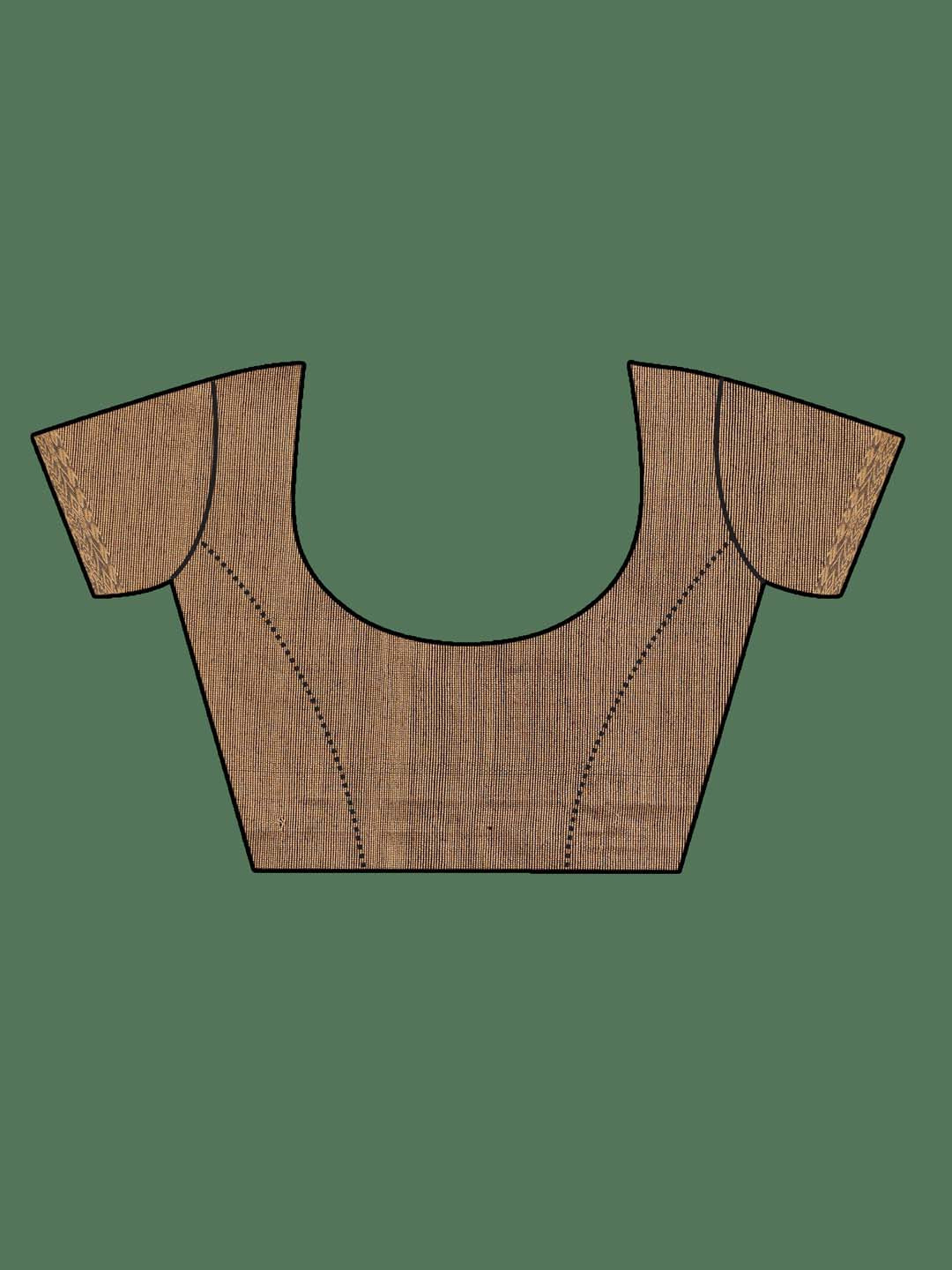 Indethnic Brown Pure Silk Ethnic Motifs Design Jamdani - Blouse Piece View