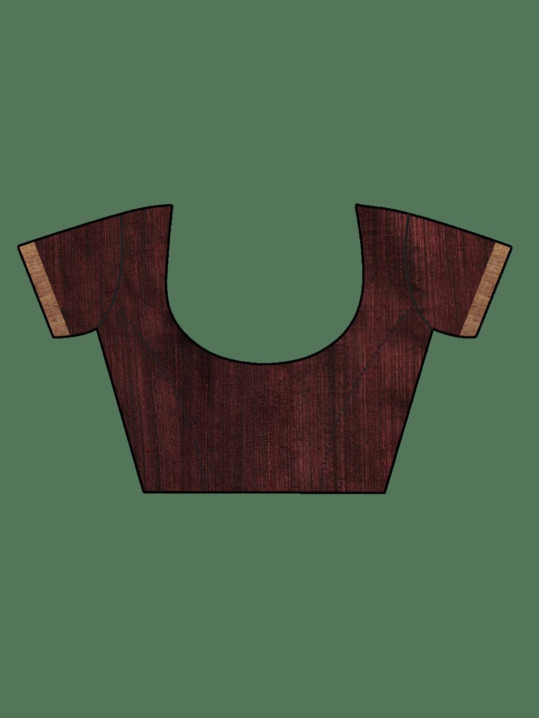 Indethnic Brown Pure Silk Ethnic Motifs Design Jamdani - Blouse Piece View