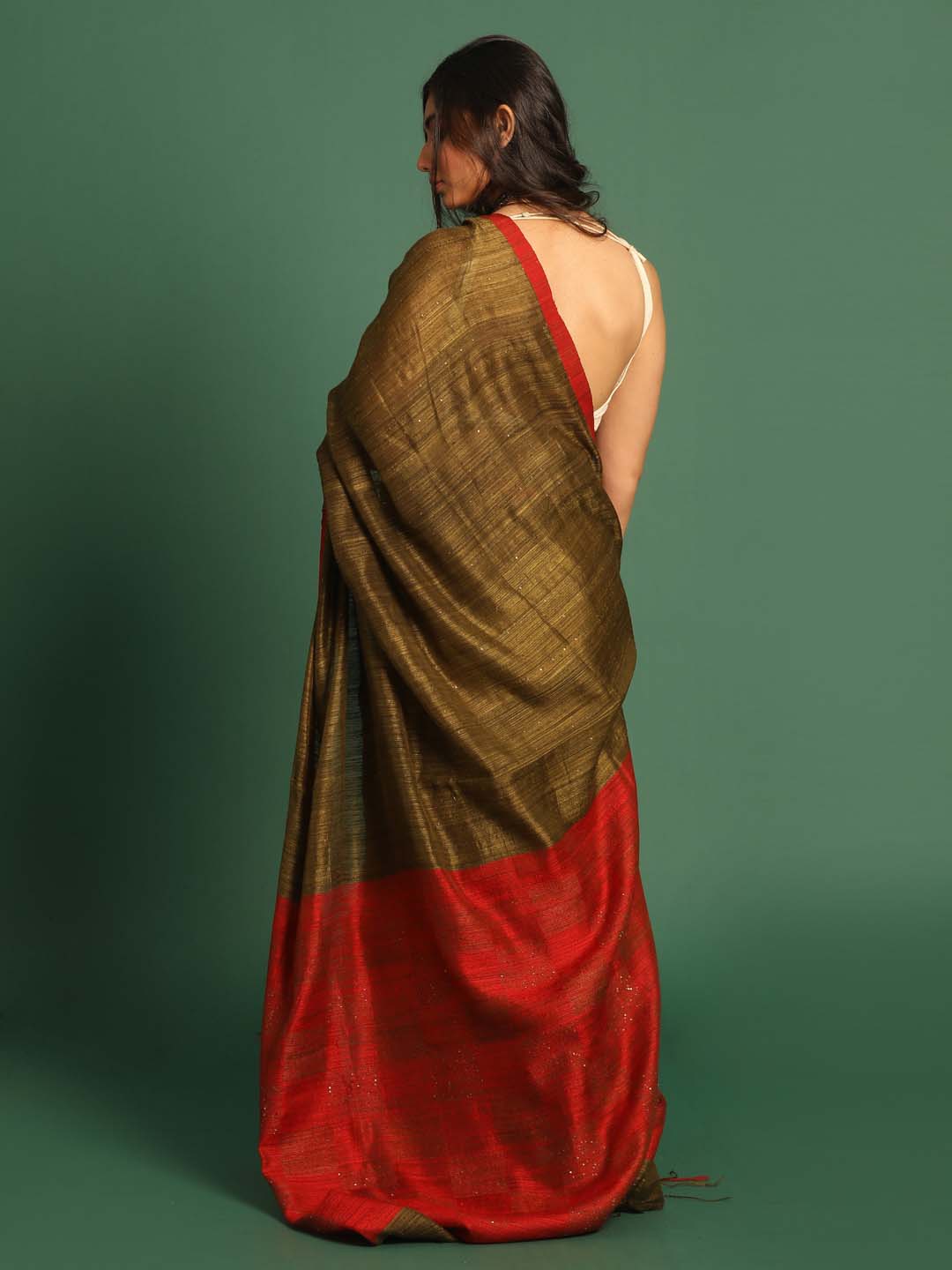 Indethnic Brown Pure Silk Ethnic Motifs Design Jamdani - View 3