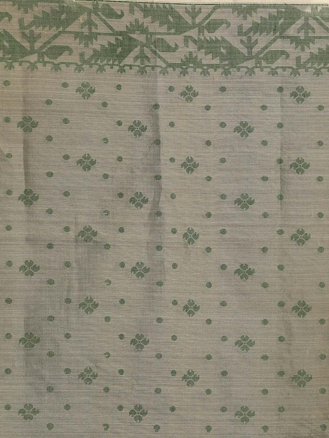 Indethnic Green Pure Silk Ethnic Motifs Design Jamdani - Saree Detail View