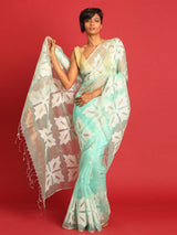 VERDANT BLOSSOM (JAMDANI 100% PURE SILK SAREE)