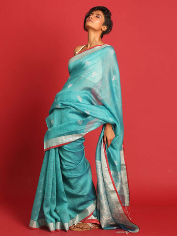 EMERALD REVERIE (JAMDANI 100% PURE SILK SAREE)