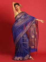 MIDNIGHT BLOOM (JAMDANI 100% PURE SILK SAREE)