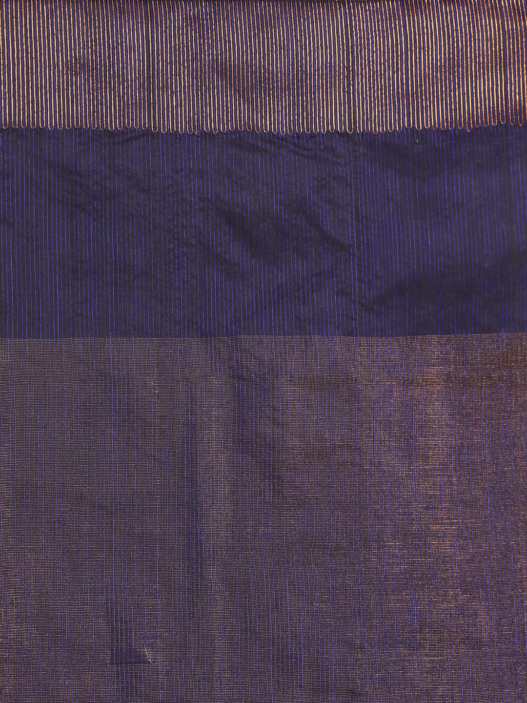 Indethnic Navy Blue Pure Silk Floral Design Jamdani - Saree Detail View