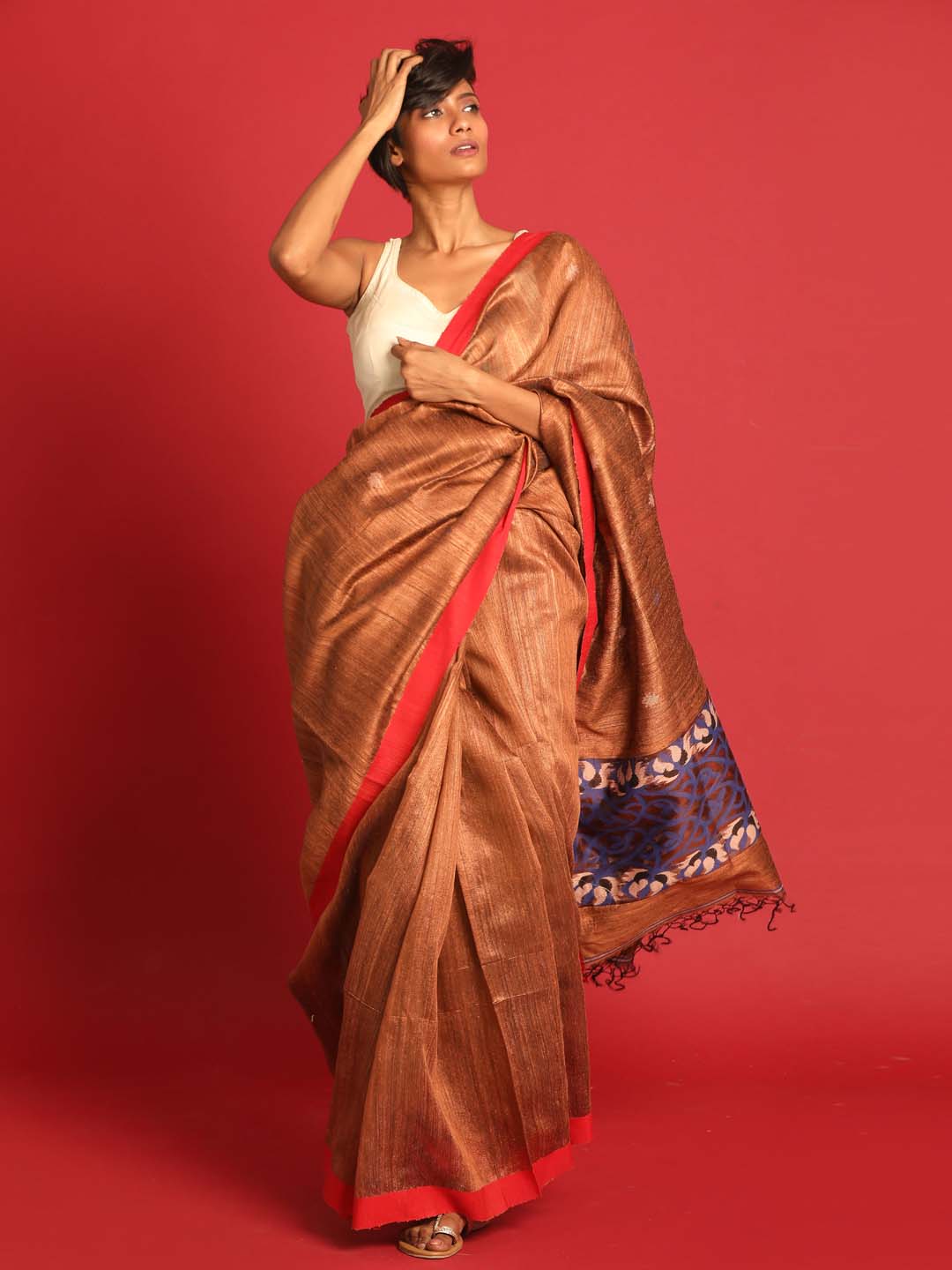 Indethnic Rust Pure Silk Ethnic Motifs Design Jamdani - View 1