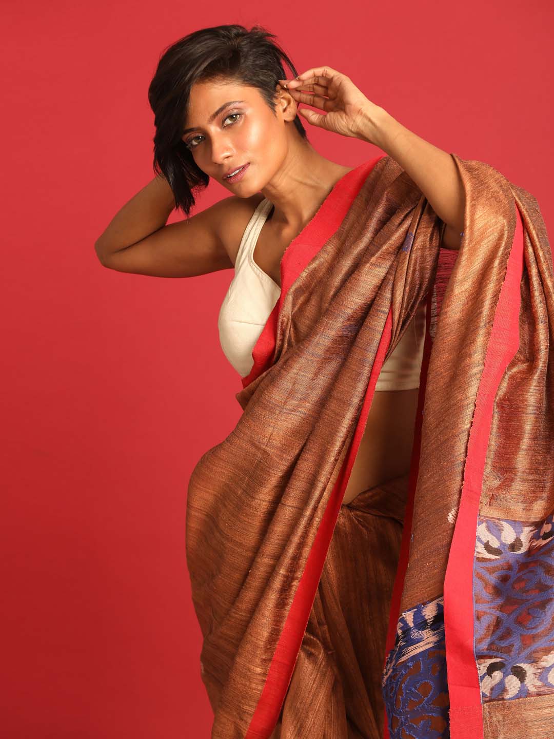 Indethnic Rust Pure Silk Ethnic Motifs Design Jamdani - View 2