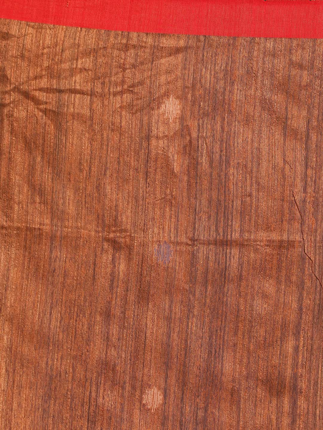 Indethnic Rust Pure Silk Ethnic Motifs Design Jamdani - Saree Detail View