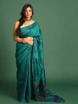 TURQUOISE ELEGANCE (JAMDANI 100% PURE SILK SAREE)