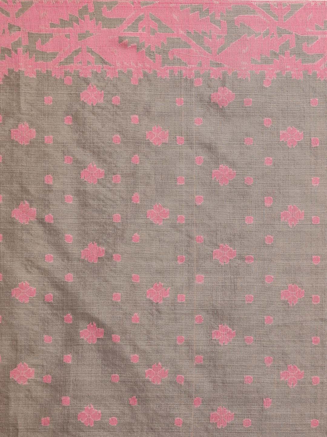 Indethnic Pink Pure Silk Ethnic Motifs Design Jamdani - Saree Detail View