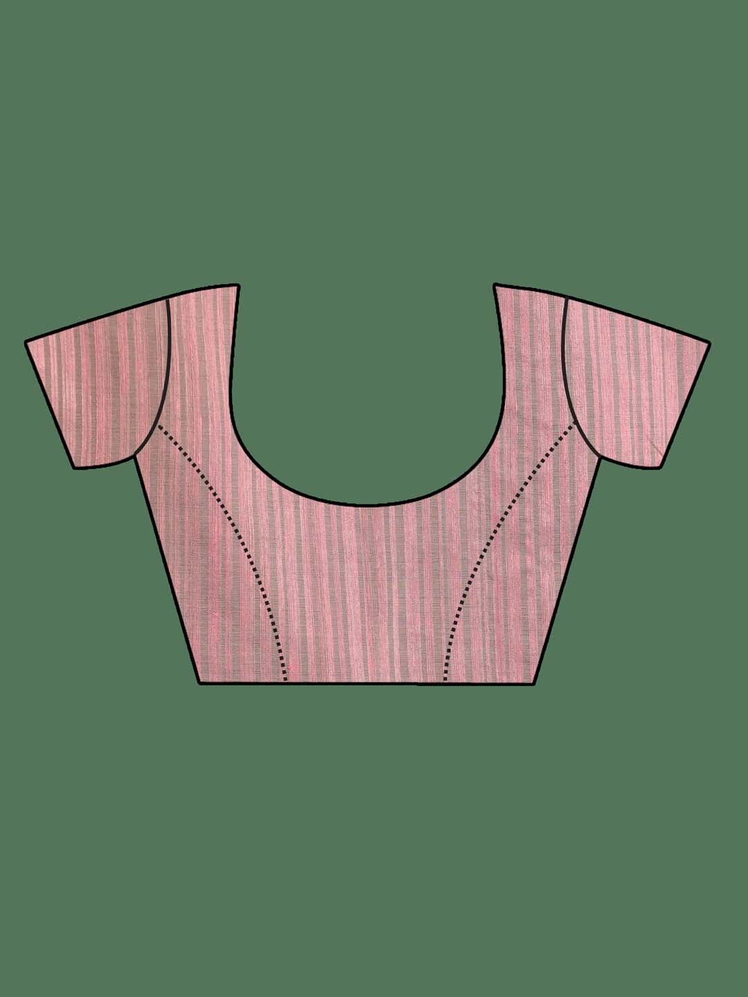 Indethnic Pink Pure Silk Ethnic Motifs Design Jamdani - Blouse Piece View