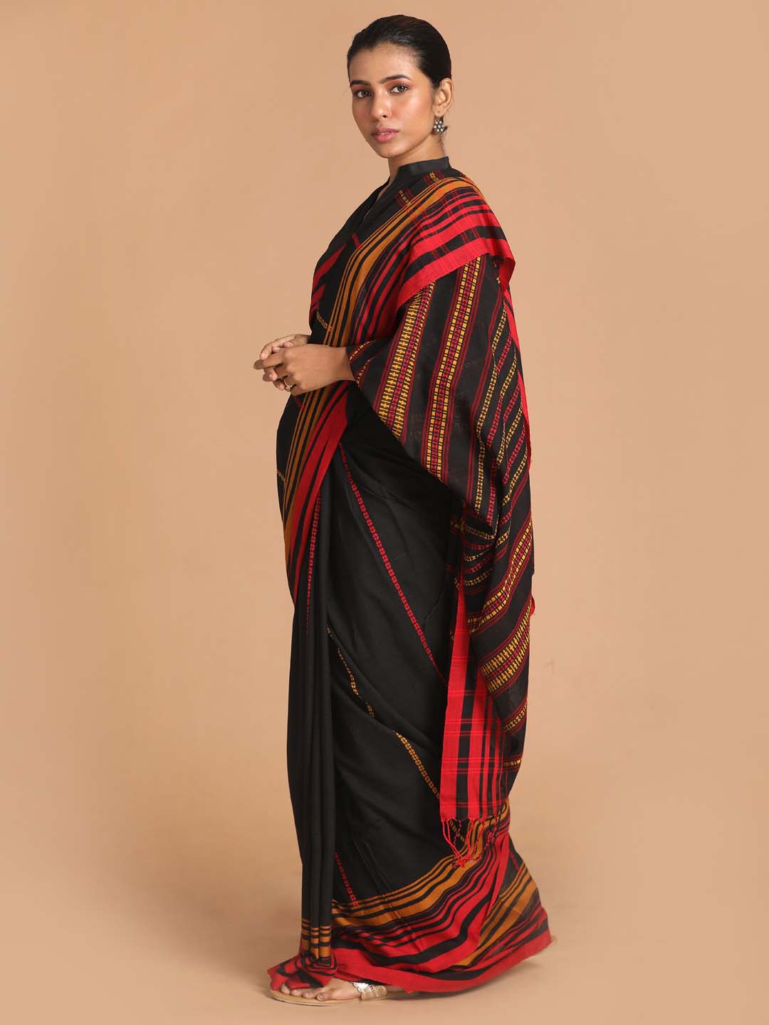 Indethnic Black Bengal Handloom Pure Cotton Saree Daily Saree - View 2