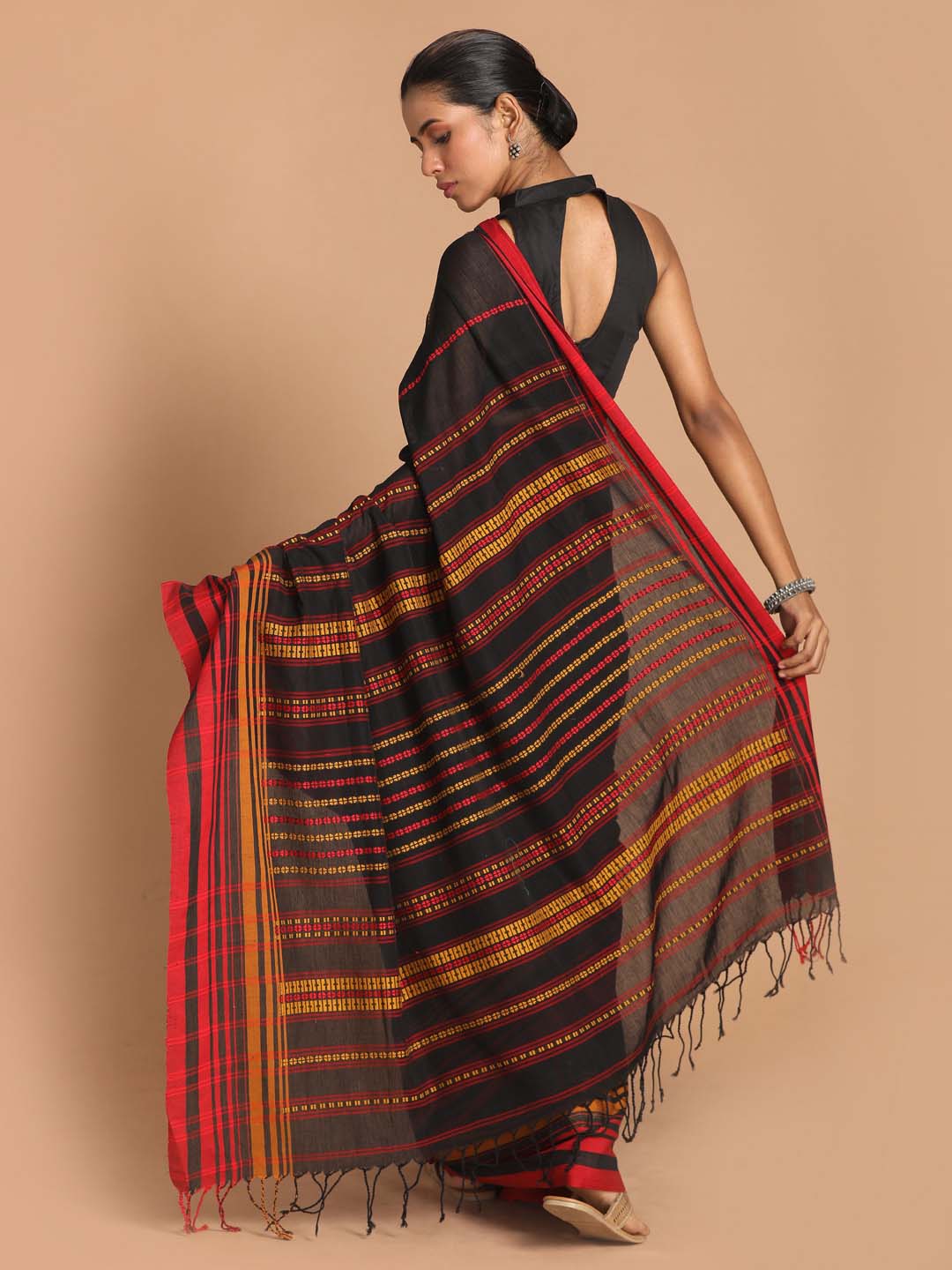 Indethnic Black Bengal Handloom Pure Cotton Saree Daily Saree - View 3