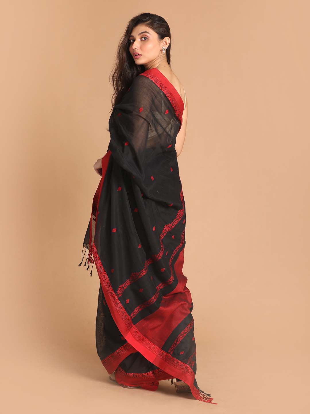 Indethnic Black Bengal Handloom Pure Cotton Saree Work Saree - View 3