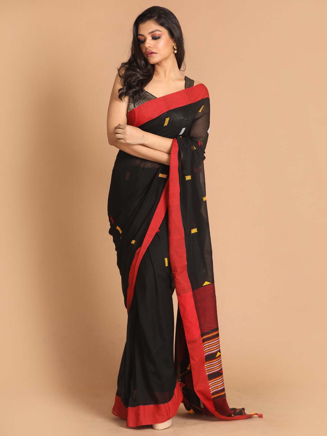 Indethnic Black Bengal Handloom Pure Cotton Saree Work Saree - View 1